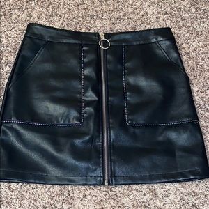 Leather skirt and jacket